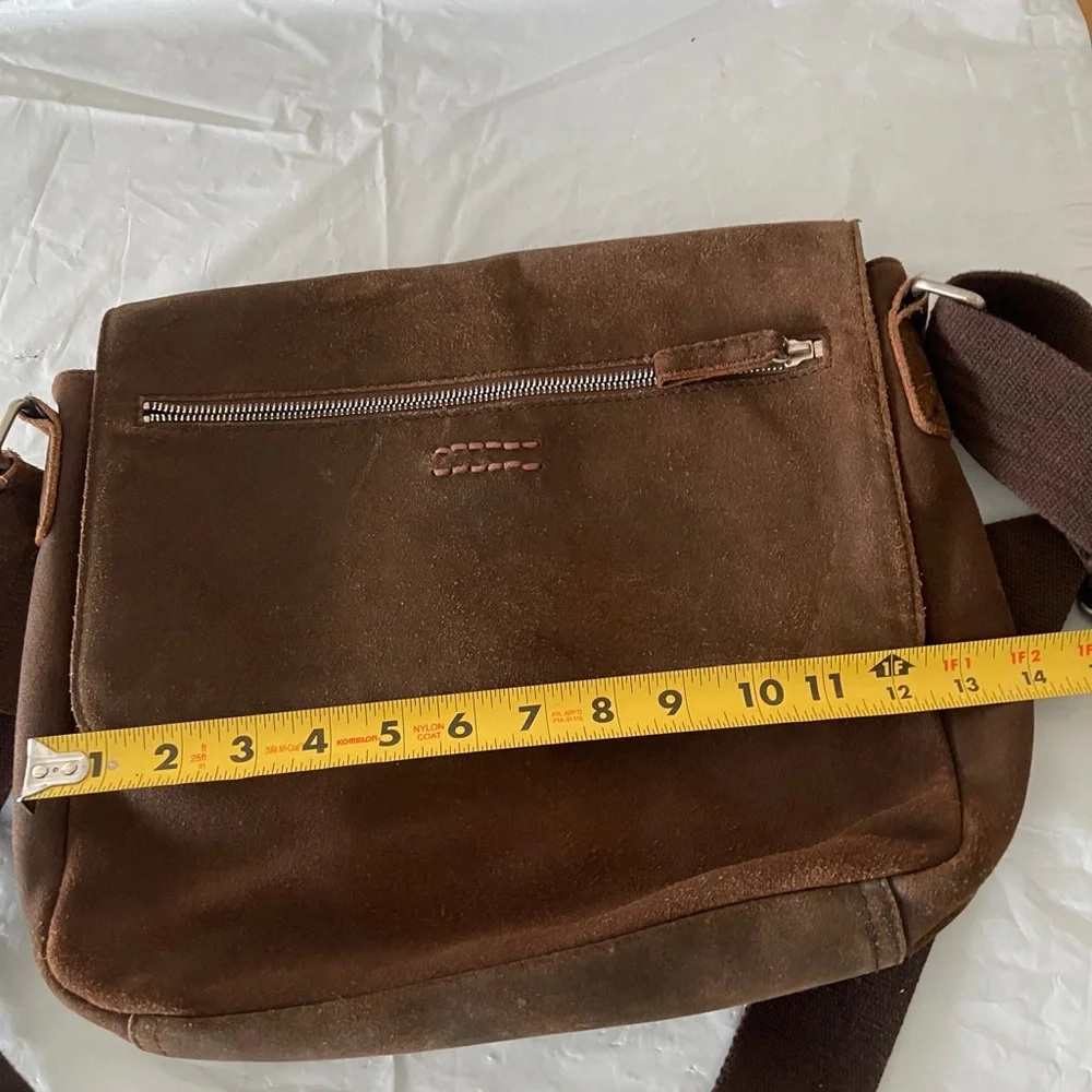 Leonhard Heyden Suede Brown Leather Messenger Bag